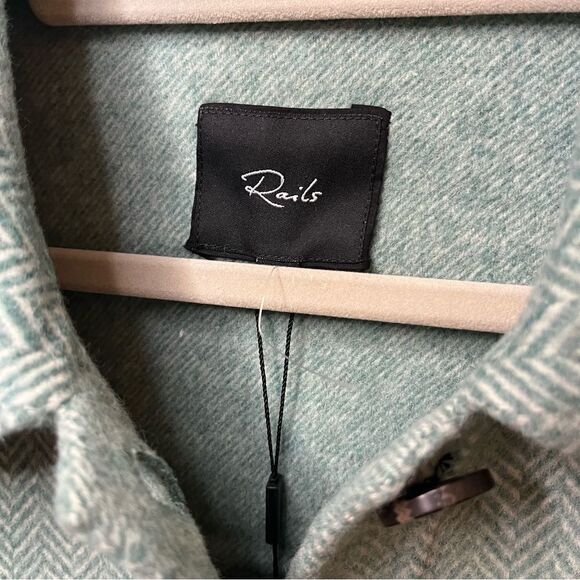 Rails Connie Wool Blend Shirt Jacket Shacket in Kelly Herringbone Size Large NWT - Picture 8 of 16